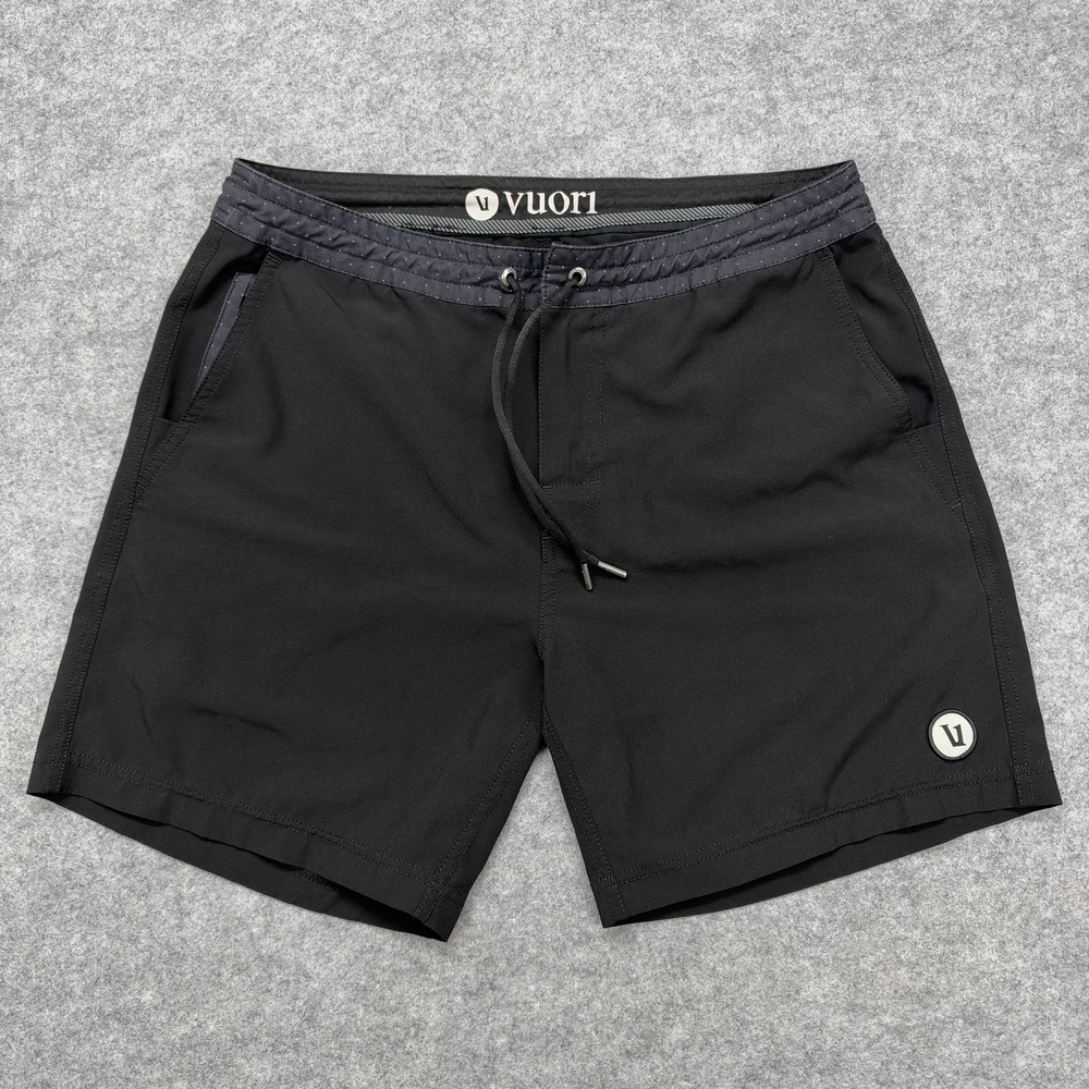 Vuori Bahia Board Shorts Mens M Black Athletic Drawstring 6" Quick Dry Pockets